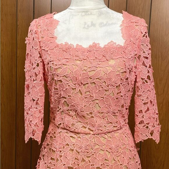 Oscar De La Renta Floral Guipure Lace Midi Dress size 6 - Picture 10 of 14